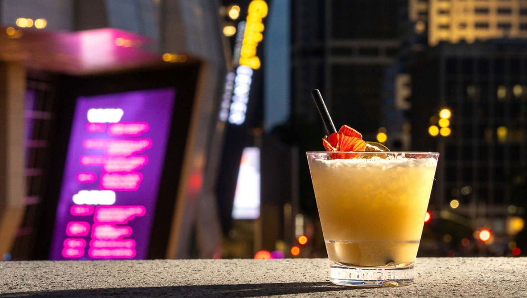 Cocktail with Golden 1 Center in the background