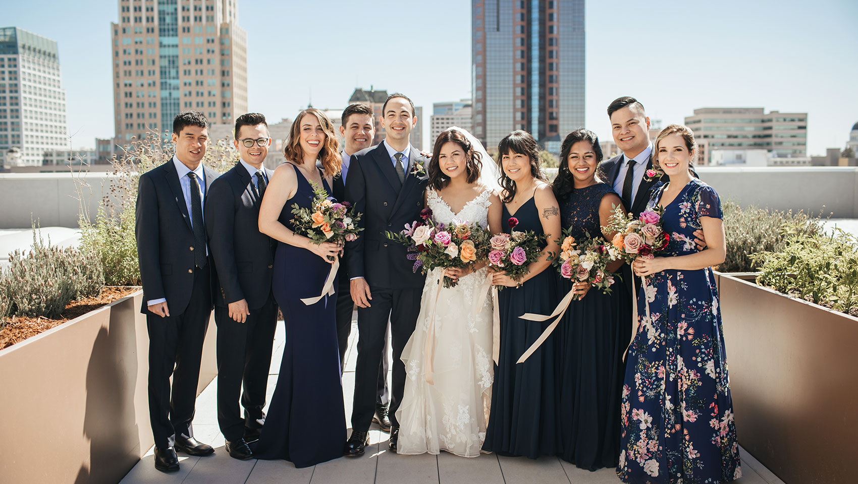 Wedding Party Rooftop Photo Op