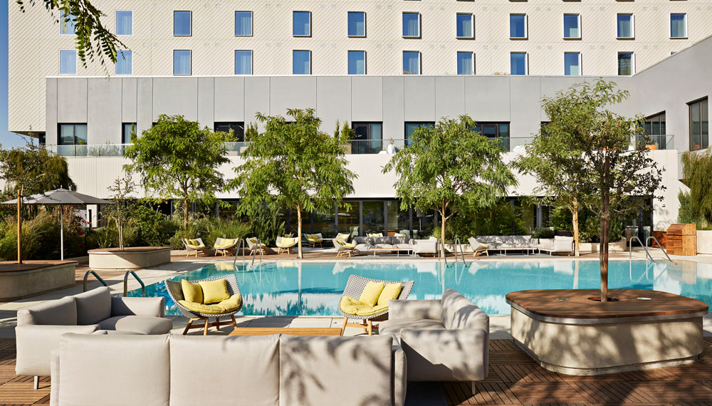 Rooftop pool deck at Kimpton Sawyer Hotel