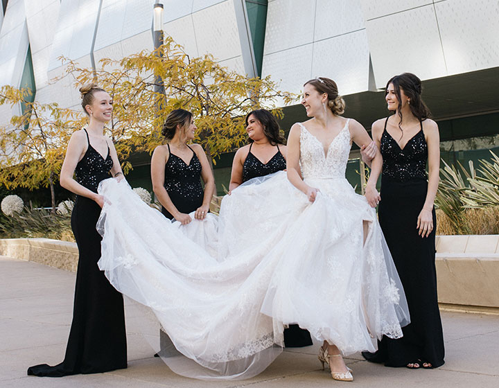 Bridal Party in front of Golden 1 Center