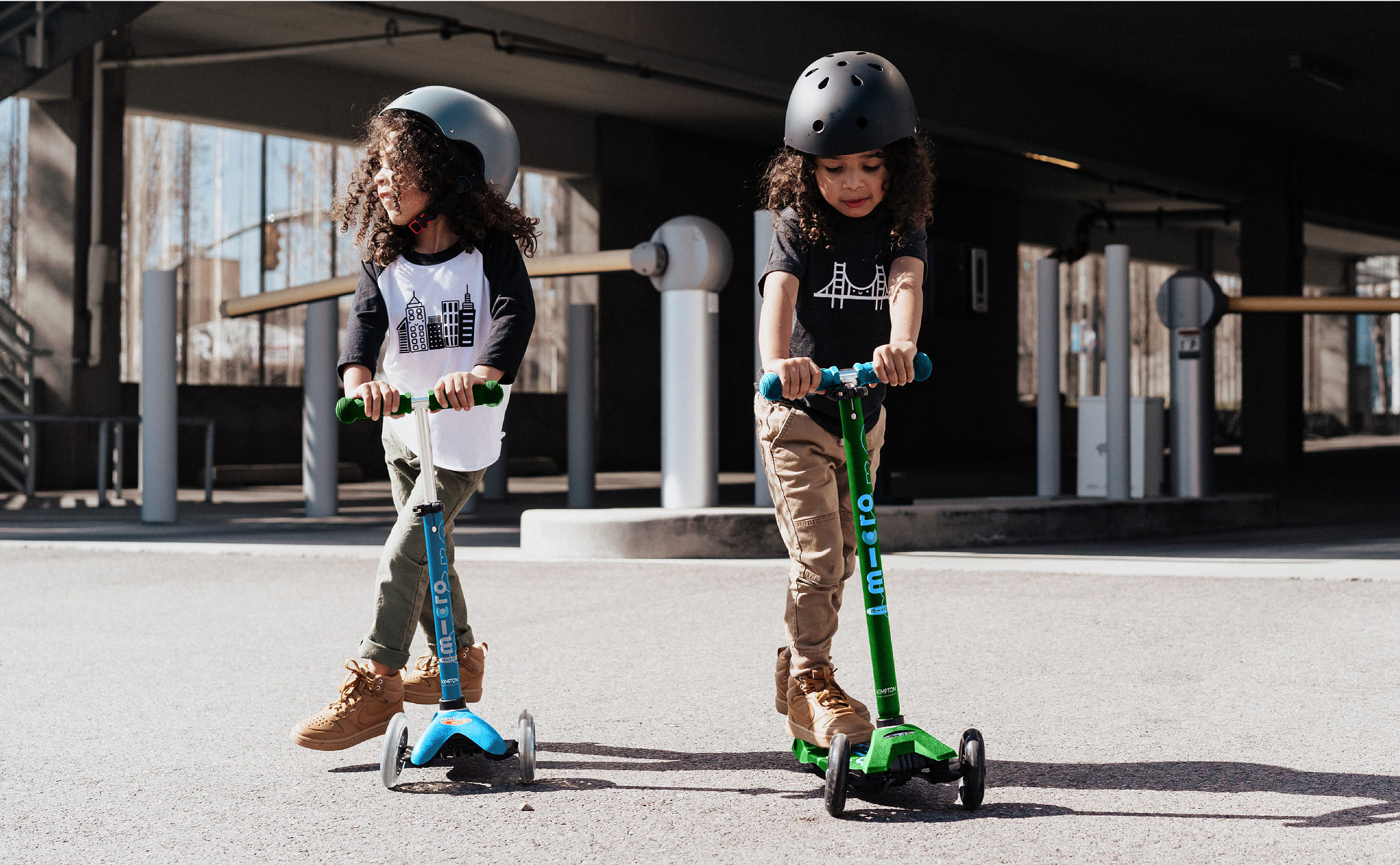 Kids on Micro Kickboard